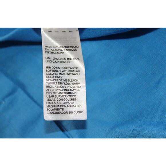 Chicos Top 2.5 Blue Lux Linen No Iron Lagenlook Cottage Coastal - Picture 6 of 7